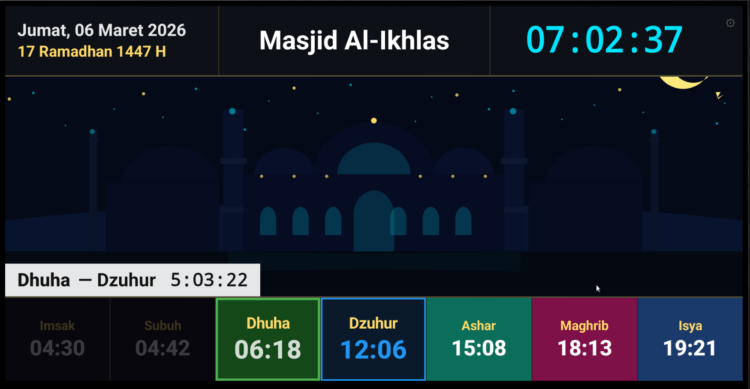 Tampilan Aplikasi Jam Solat digital untuk TV Android